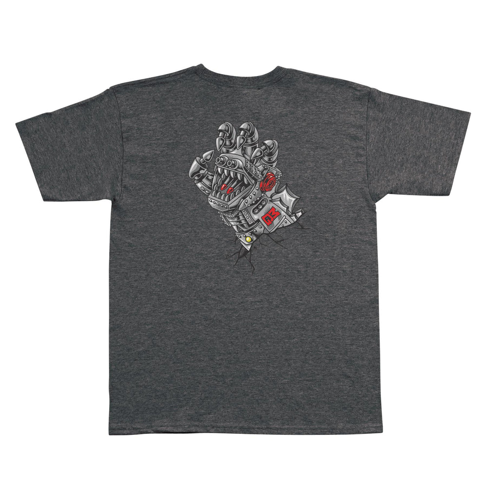 Godzilla Mecha Hand Youth Santa Cruz Short Sleeve T-Shirt - Dark Heather Grey