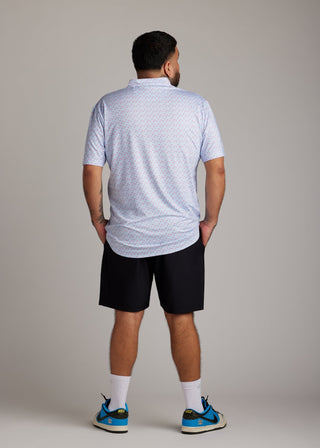 Cotton candy bladed polo shirt, designed for performance and modern golf aesthetic.