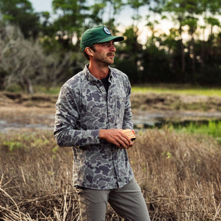 Marsh Wear Men's Lobeco Long Sleeve Woven Shirt - Dark Green Mallard Camo