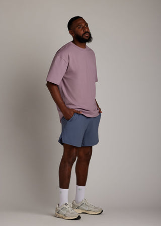 Lilac oversized tee made from soft, breathable fabric for comfortable casual wear.