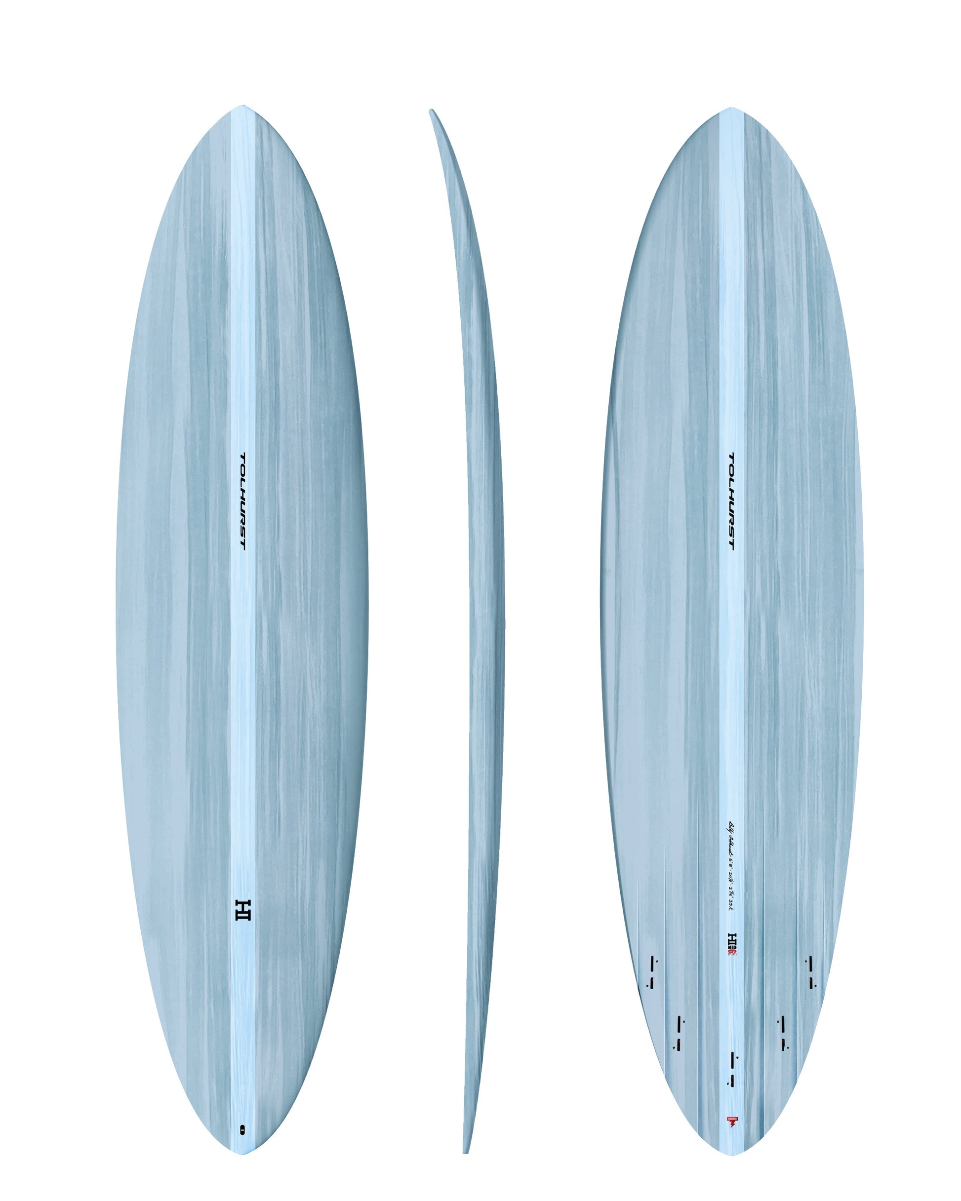 Thunderbolt x Harley Ingleby Mid 6 Thunderbolt Red Tech Surfboard- Light Blue