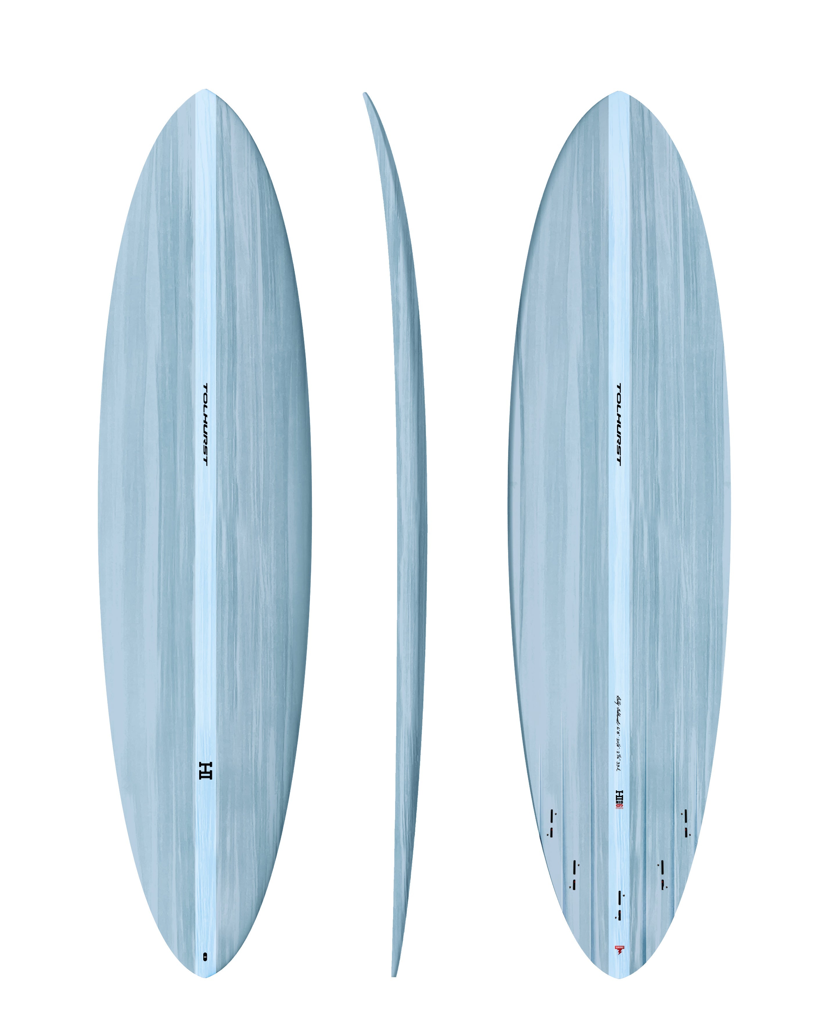 Thunderbolt x Harley Ingleby Mid 6 Thunderbolt Red Tech Surfboard- Light Blue
