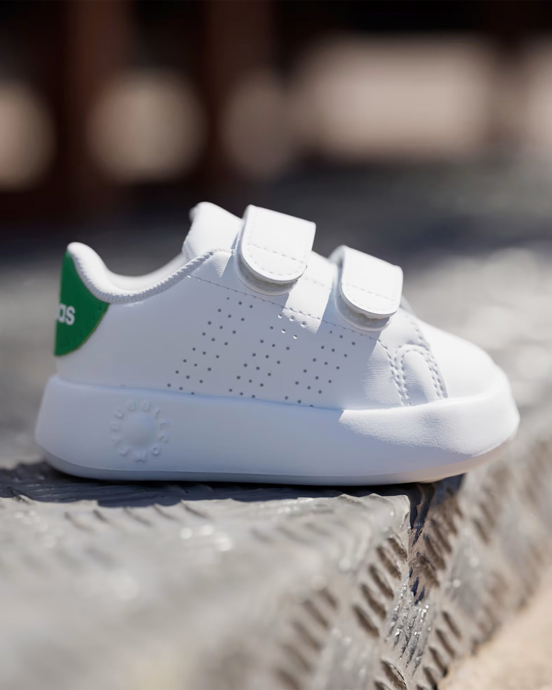 Adidas Kids Advantage Shoe - Cloud White/Cloud White/Green