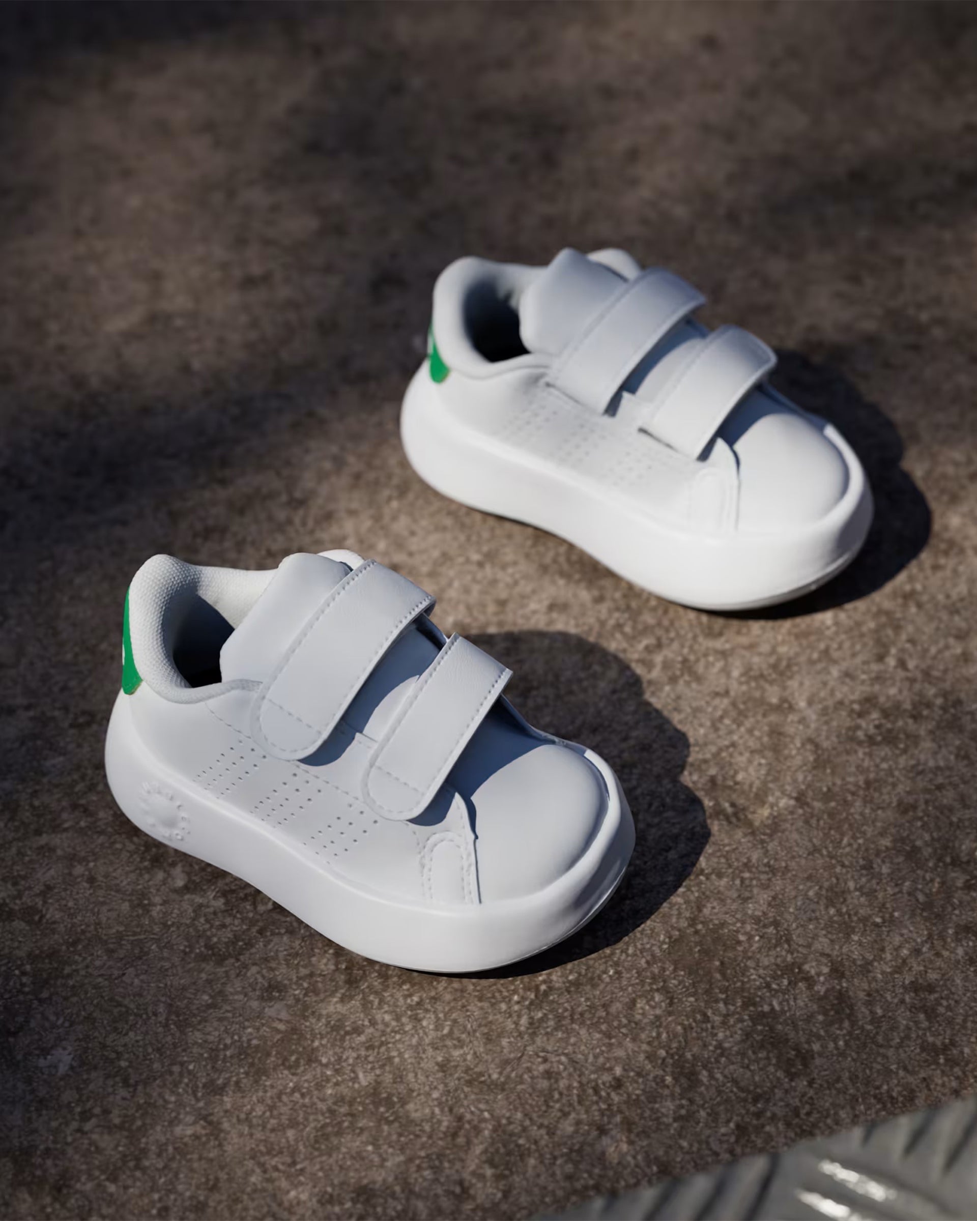 Adidas Kids Advantage Shoe - Cloud White/Cloud White/Green