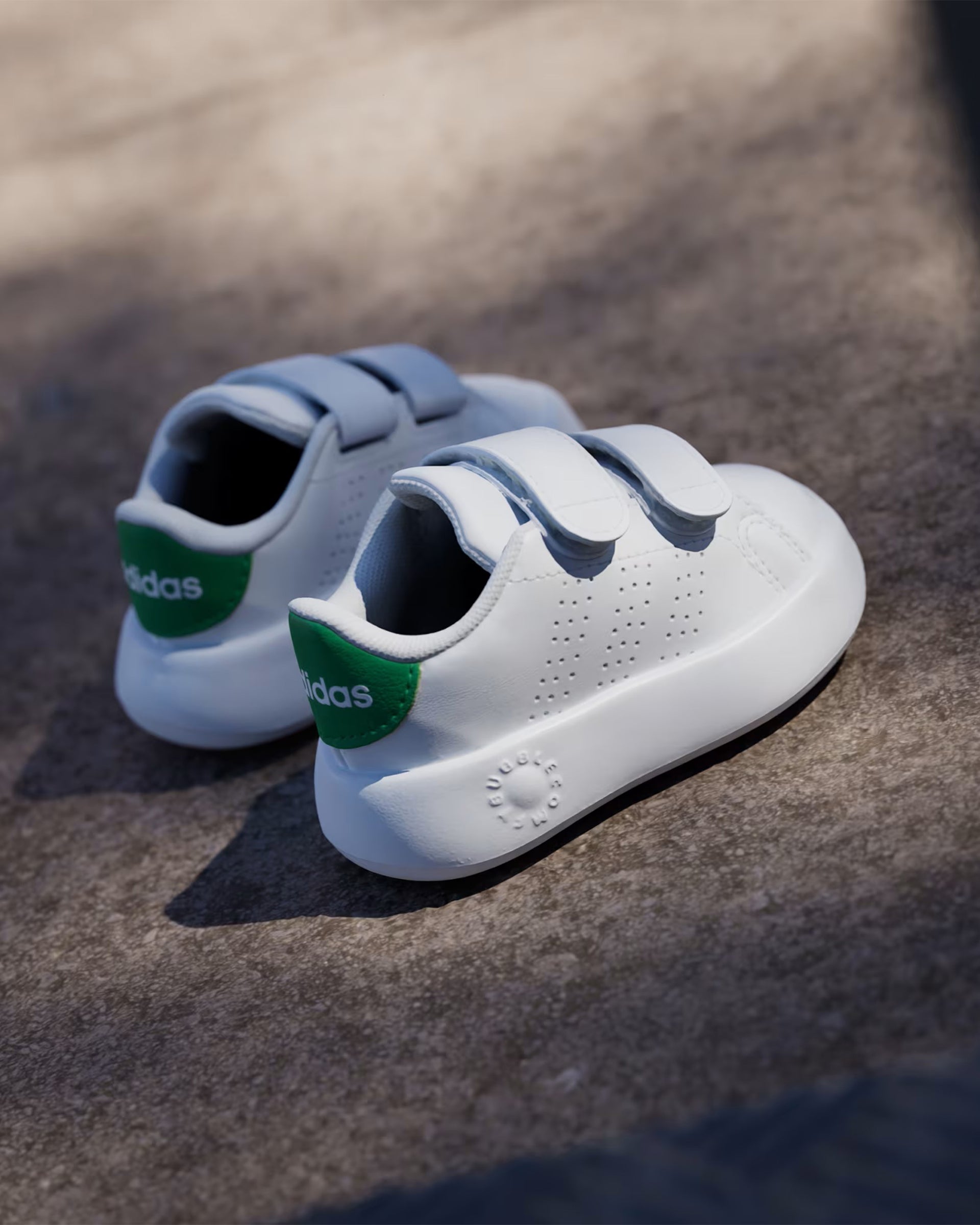 Adidas Kids Advantage Shoe - Cloud White/Cloud White/Green