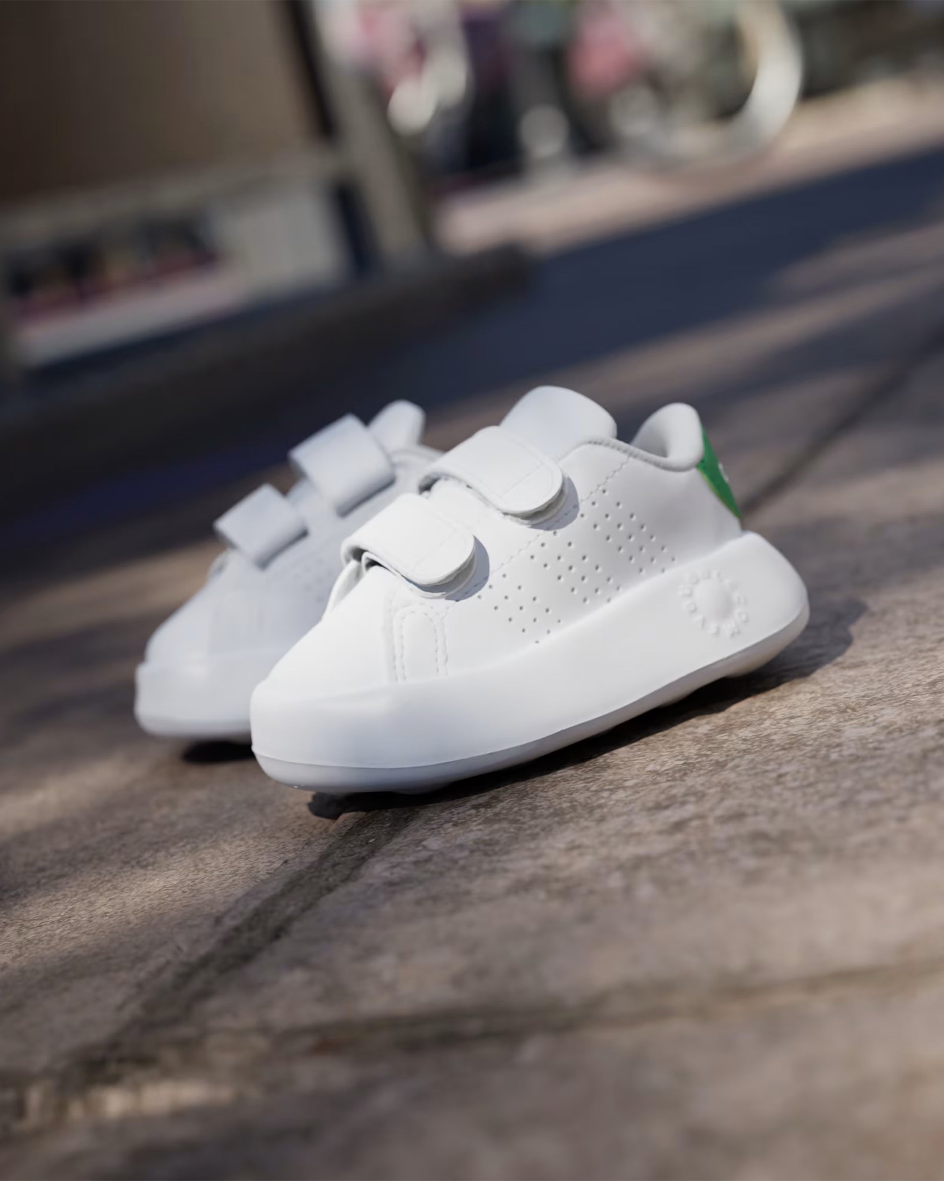 Adidas Kids Advantage Shoe - Cloud White/Cloud White/Green