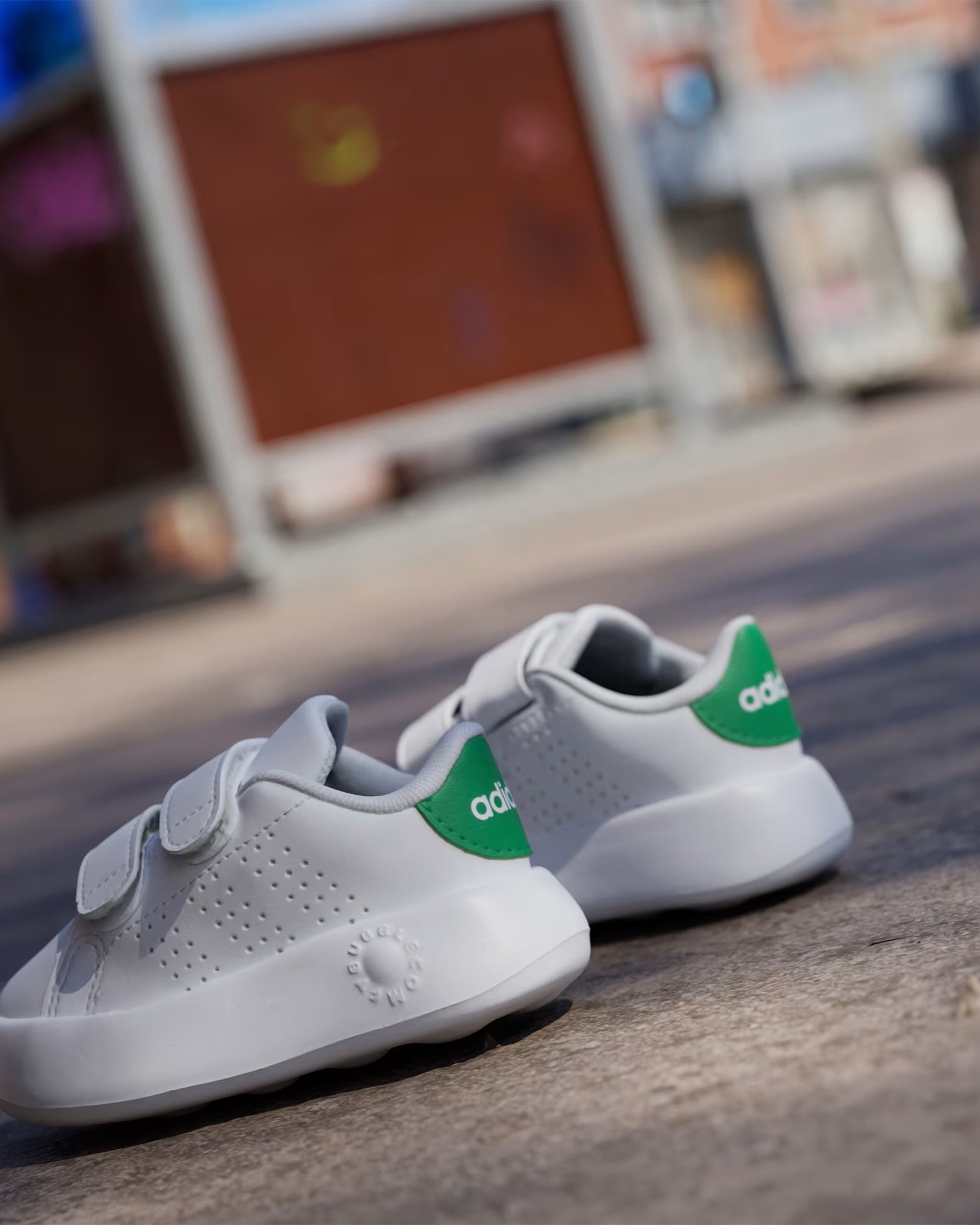 Adidas Kids Advantage Shoe - Cloud White/Cloud White/Green