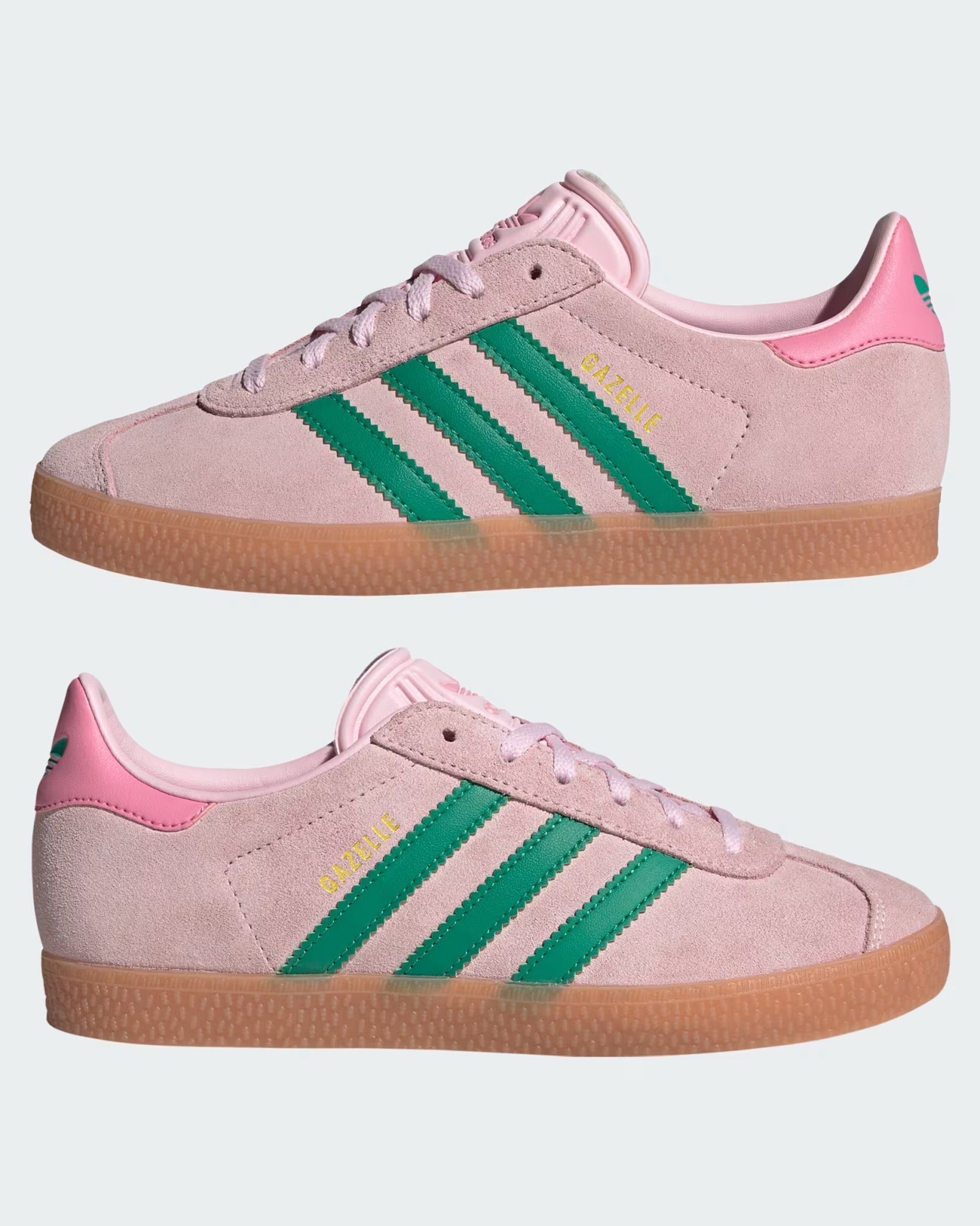 Kids (8-16) Gazelle Shoes - Clear Pink/Court Green/Bliss Pink