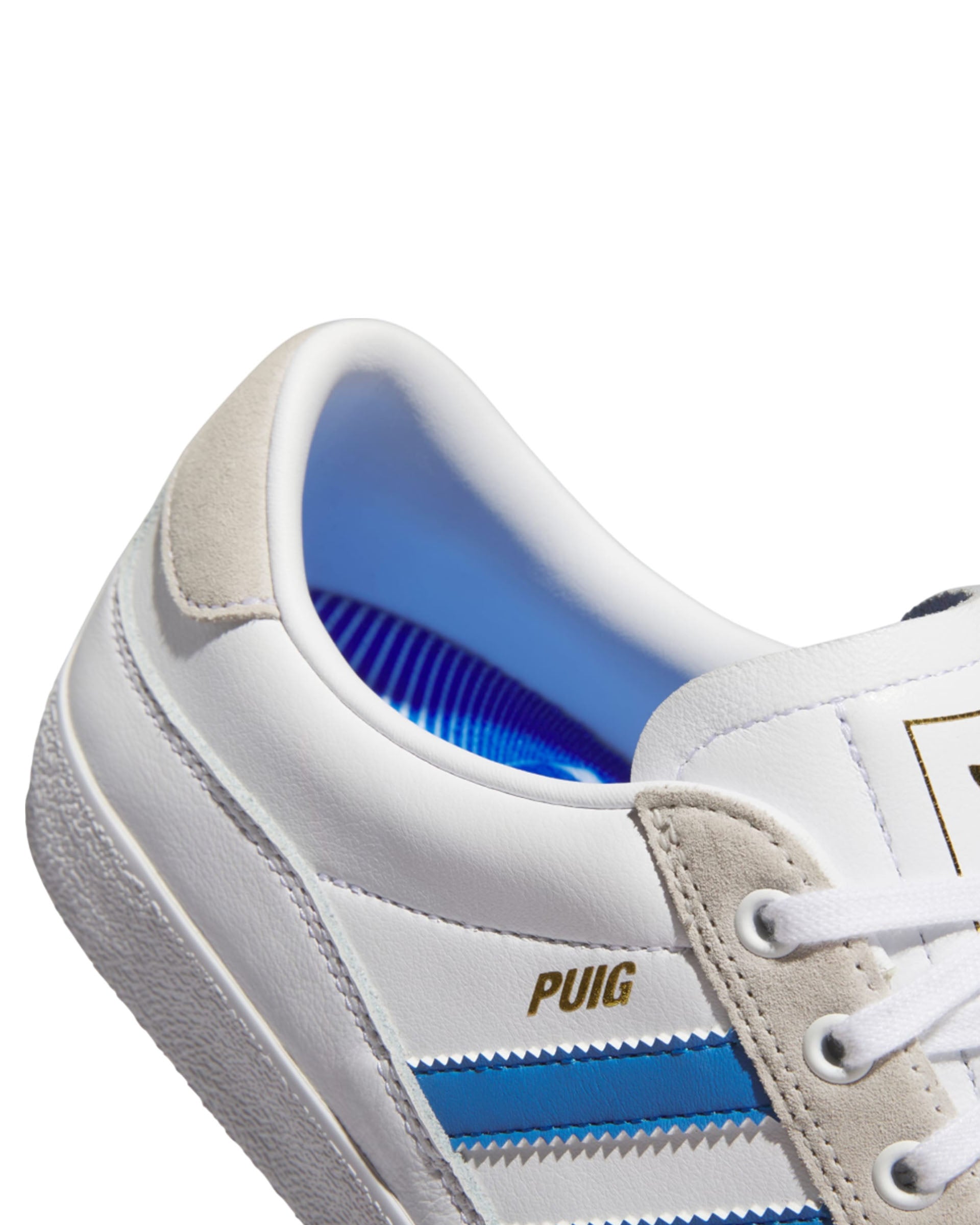 Adidas Puig Indoor Shoes - Cloud White/Blue Bird/Gold Metallic