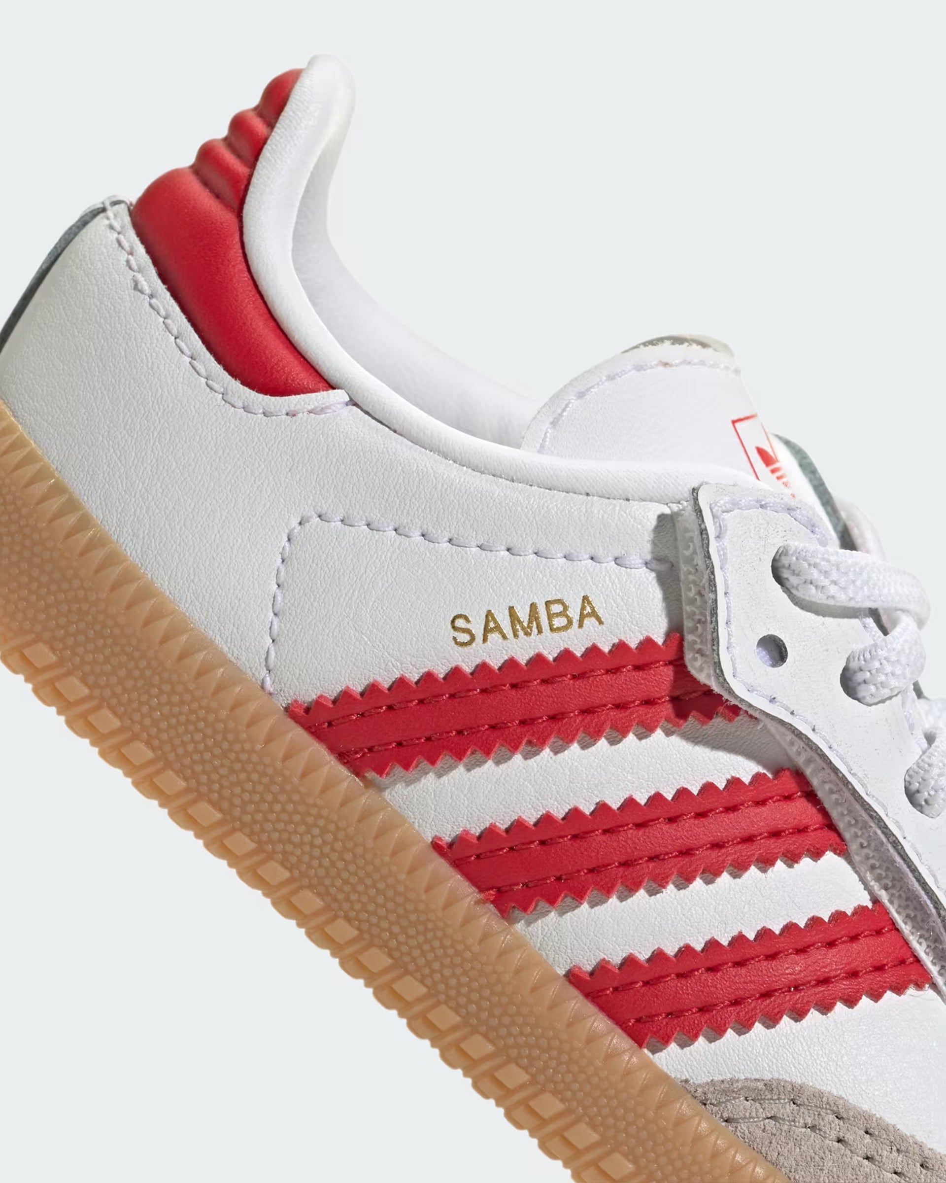 Adidas Toddler Samba OG Comfort Closure Elastic Lace Shoe - Cloud White/Better Scarlet/Gum