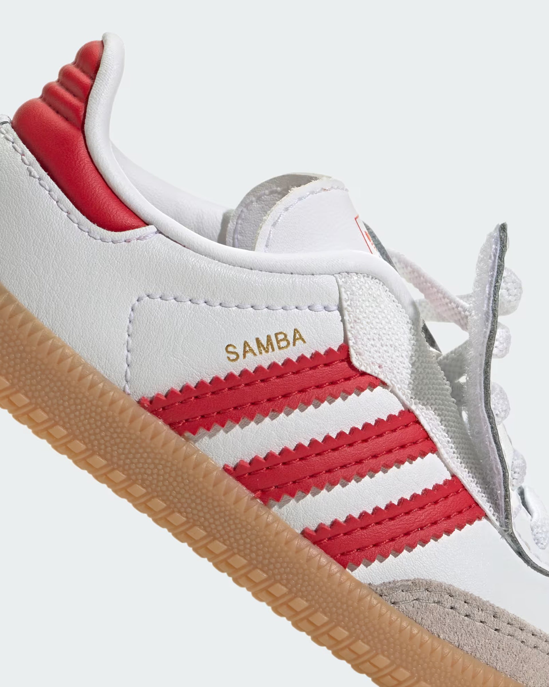 Adidas Toddler Samba OG Comfort Closure Elastic Lace Shoe - Cloud White/Better Scarlet/Gum