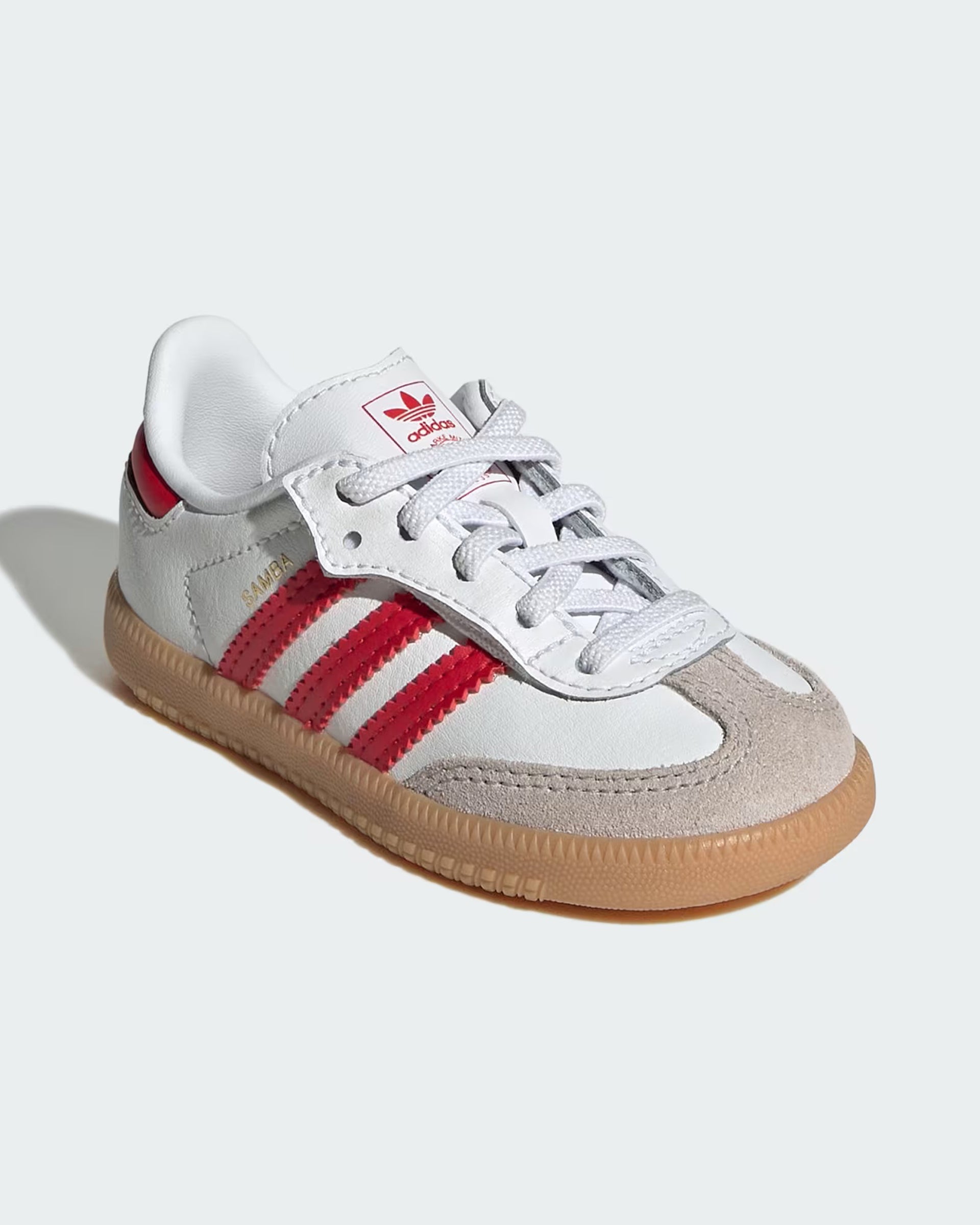 Adidas Toddler Samba OG Comfort Closure Elastic Lace Shoe - Cloud White/Better Scarlet/Gum