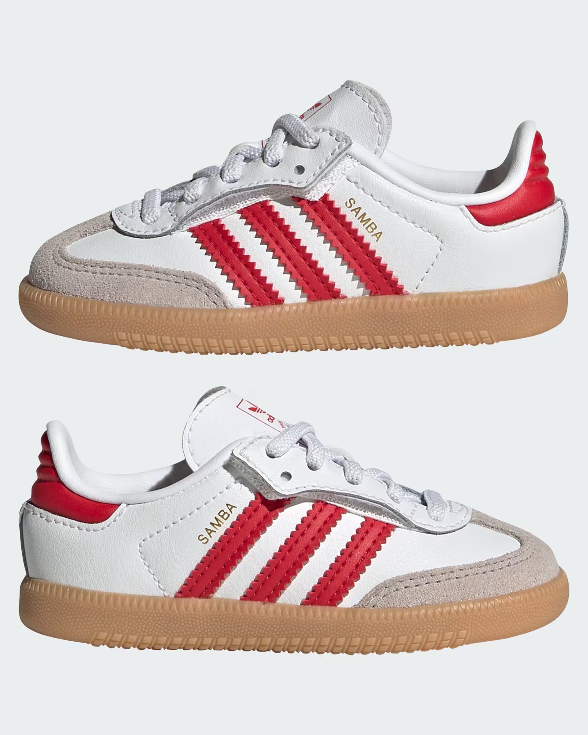 Adidas Toddler Samba OG Comfort Closure Elastic Lace Shoe - Cloud White/Better Scarlet/Gum