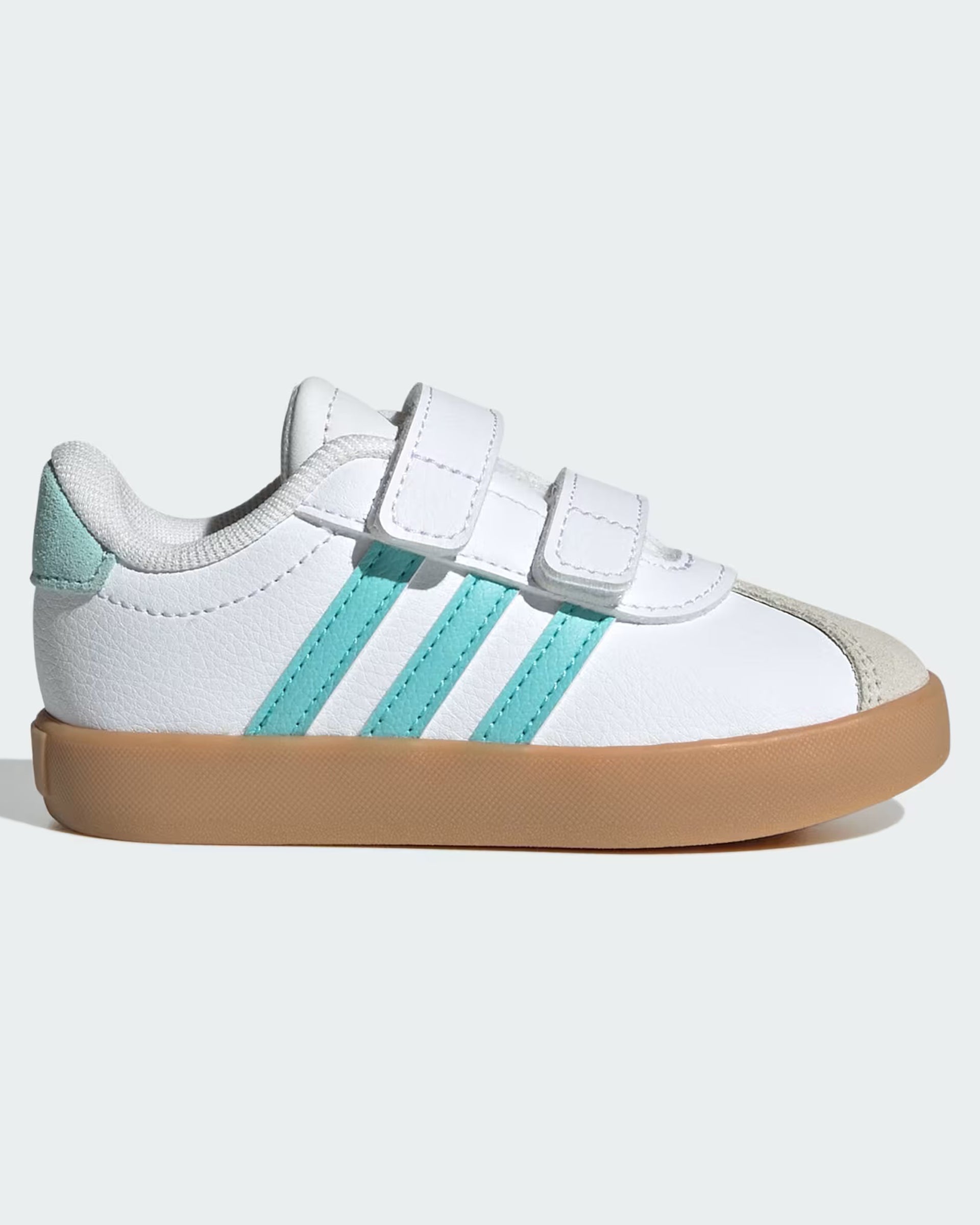 Adidas Kids VL Court 3.0 Shoe - Cloud White/Flash Aqua/Alumina
