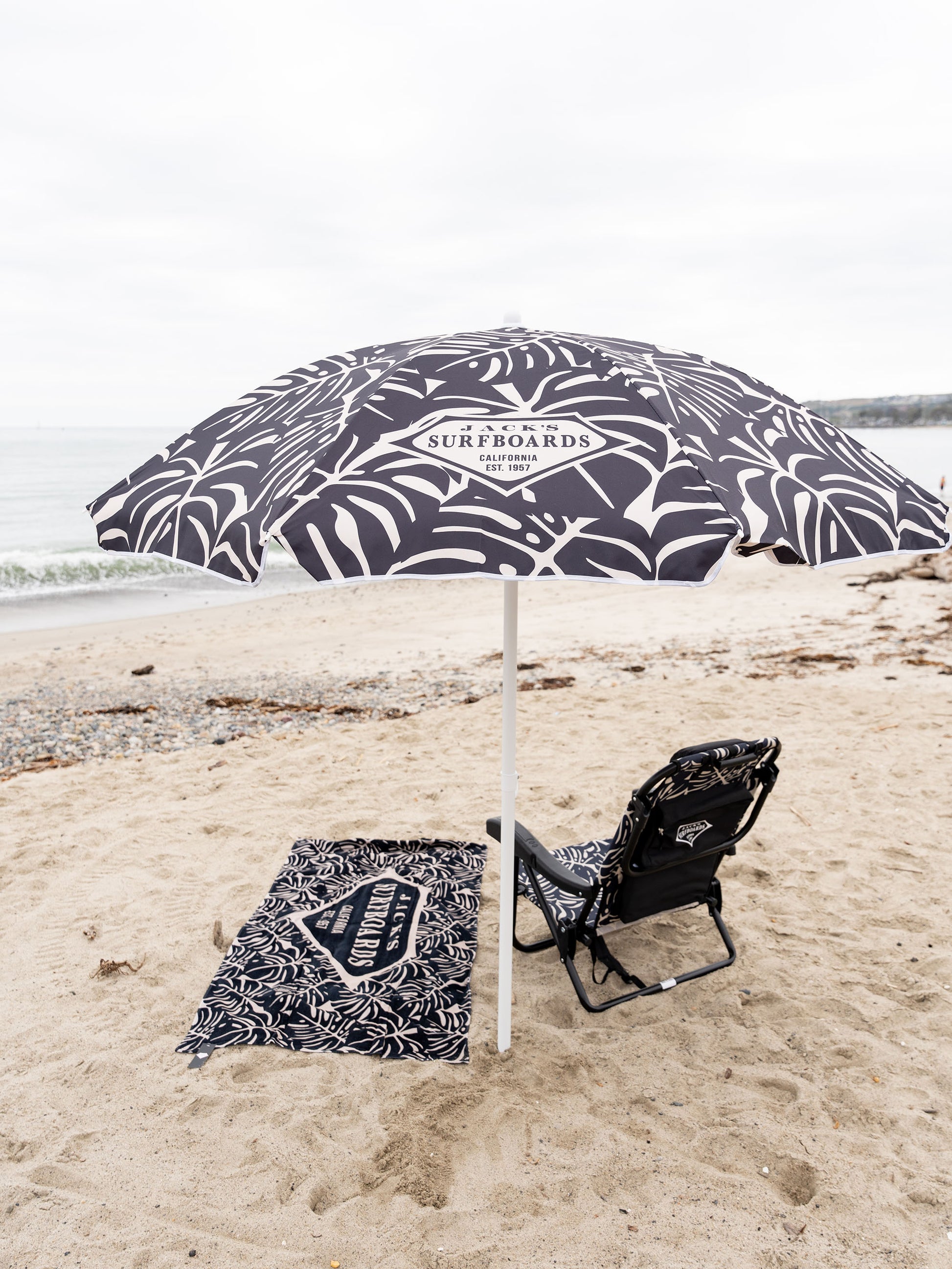 Jack's Surfboards Black Palm With Anchor Beach Umbrella 