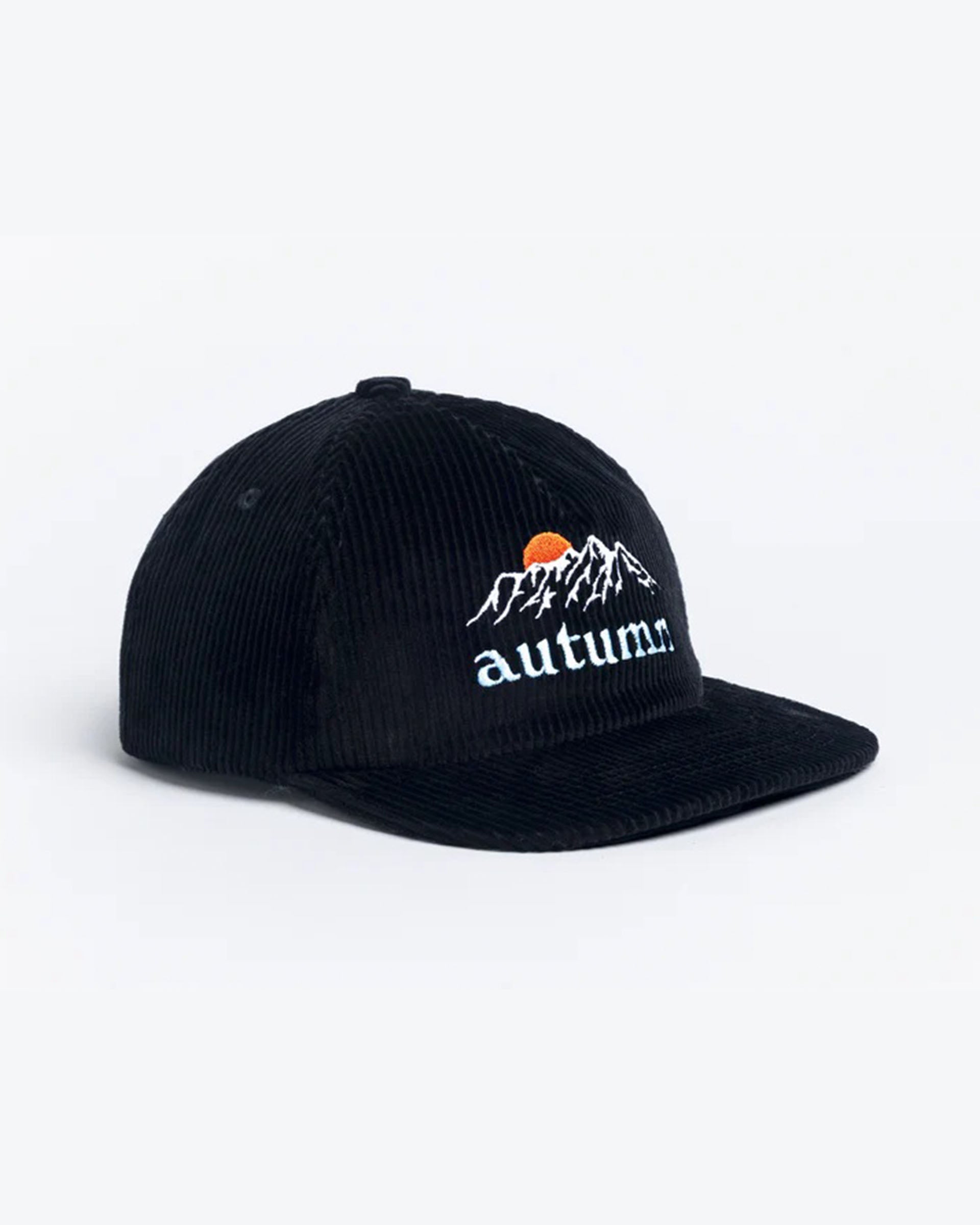 Autumn Cord 5 Panel Snapback Hat - Black