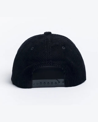 Autumn Cord 5 Panel Snapback Hat - Black
