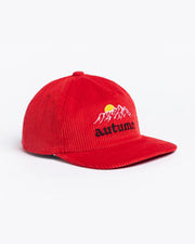 Autumn Cord 5 Panel Snapback Hat - Red