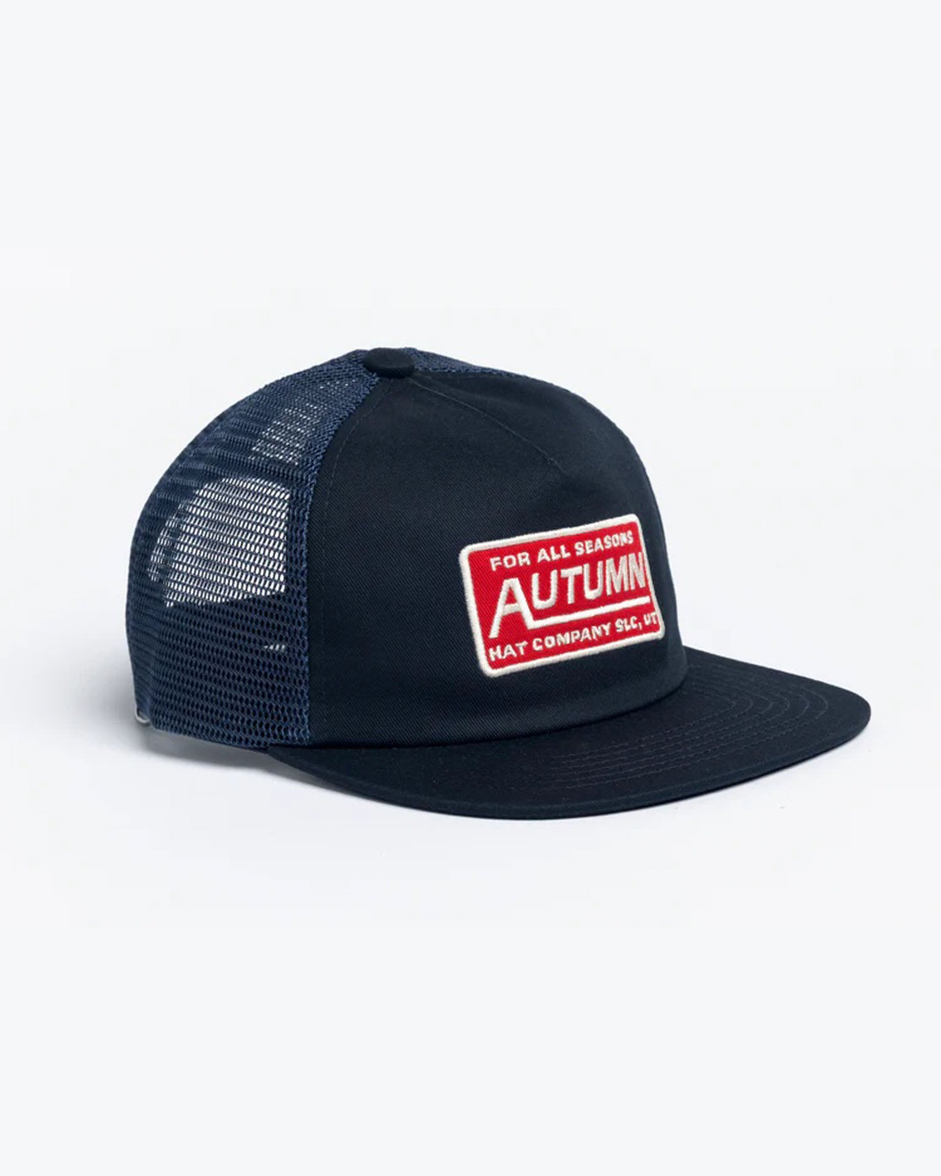 Autumn Trucker Strapback Hat - Navy