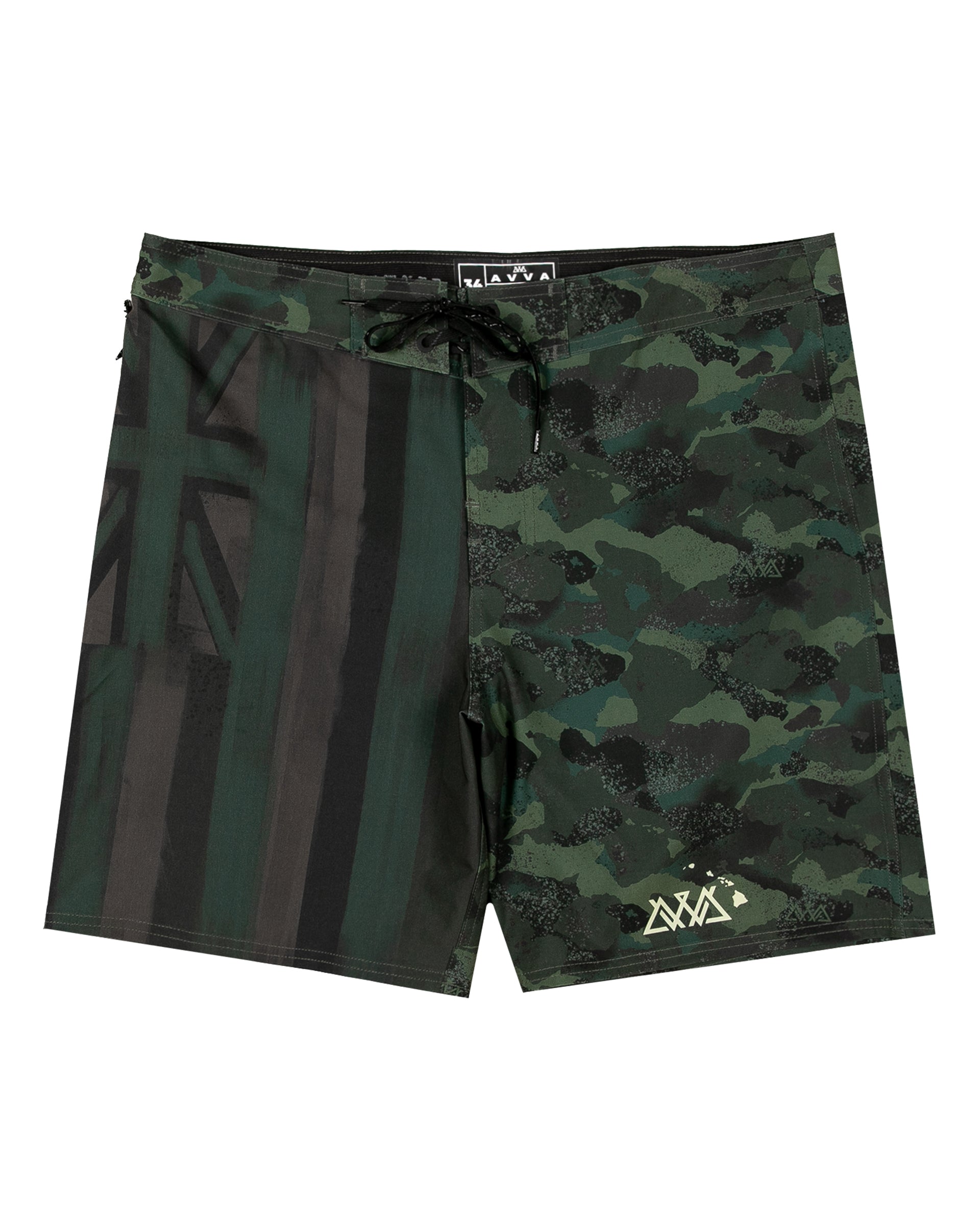 AVVA Aloha Camo 19" Boardshorts - Army