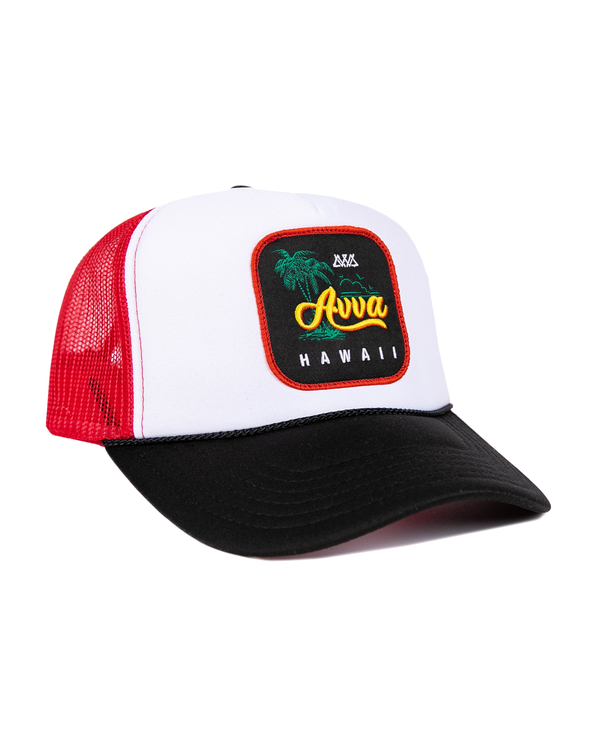 AVVA Island Trucker Hat - Black/White/Red
