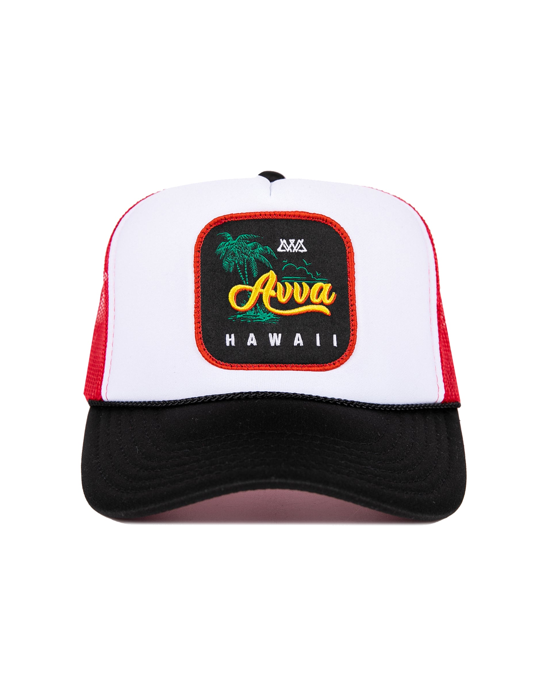 AVVA Island Trucker Hat - Black/White/Red