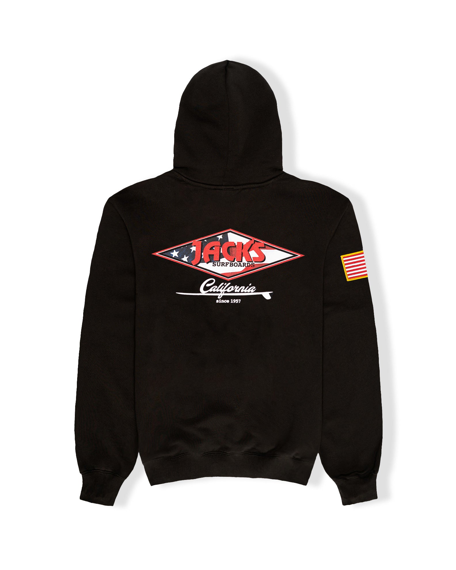 American Diamond Patch Zip-Up Hoodie - Black