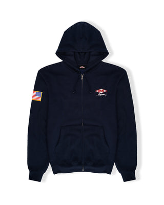 American Diamond Patch Zip-Up Hoodie - Navy