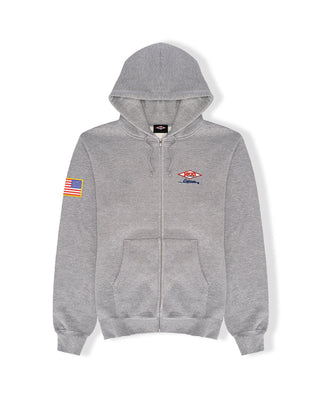 American Diamond Patch Zip-Up Hoodie - Heather Gray
