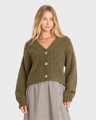 Billabong Women's August V-Neck Cardigan Sweater - Canteen