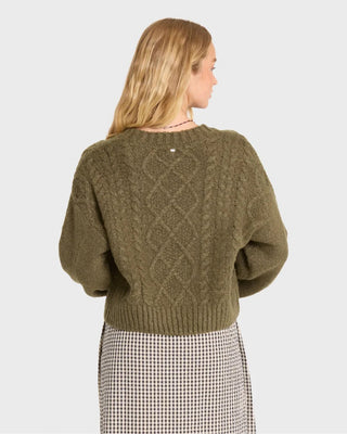 Billabong Women's August V-Neck Cardigan Sweater - Canteen