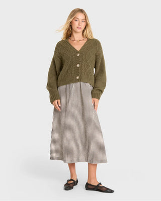Billabong Women's August V-Neck Cardigan Sweater - Canteen