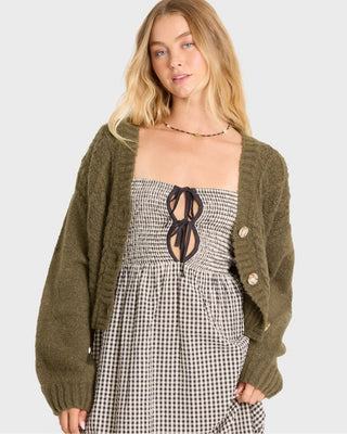 Billabong Women's August V-Neck Cardigan Sweater - Canteen