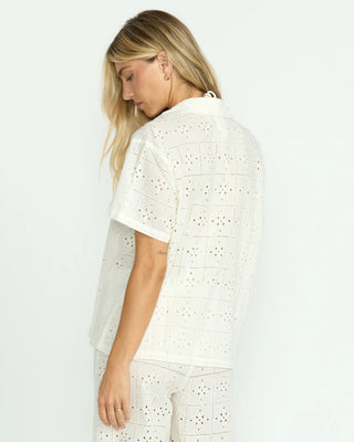 Billabong Women's Eyelet Crush Beach Coverup Top - Salt Crystal