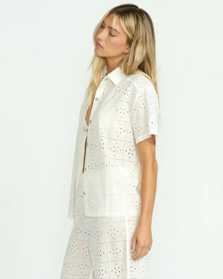 Billabong Women's Eyelet Crush Beach Coverup Top - Salt Crystal