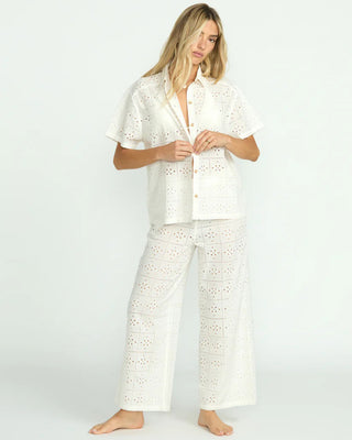Billabong Women's Eyelet Crush Beach Coverup Top - Salt Crystal