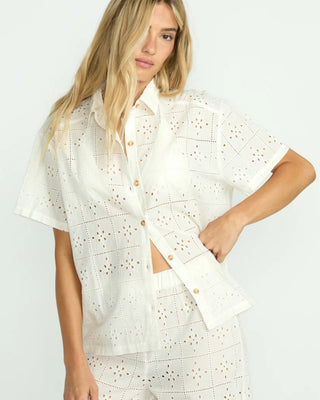 Billabong Women's Eyelet Crush Beach Coverup Top - Salt Crystal