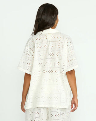Billabong Women's Eyelet Crush Beach Coverup Top - Salt Crystal