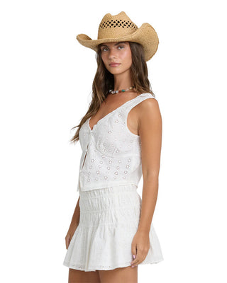Billabong Women's Eyelet Forever Woven Tank Top - Salt Crystal