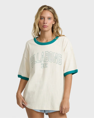 Billabong Women's Go West Ringer Short Sleeve T-Shirt - Whitecap