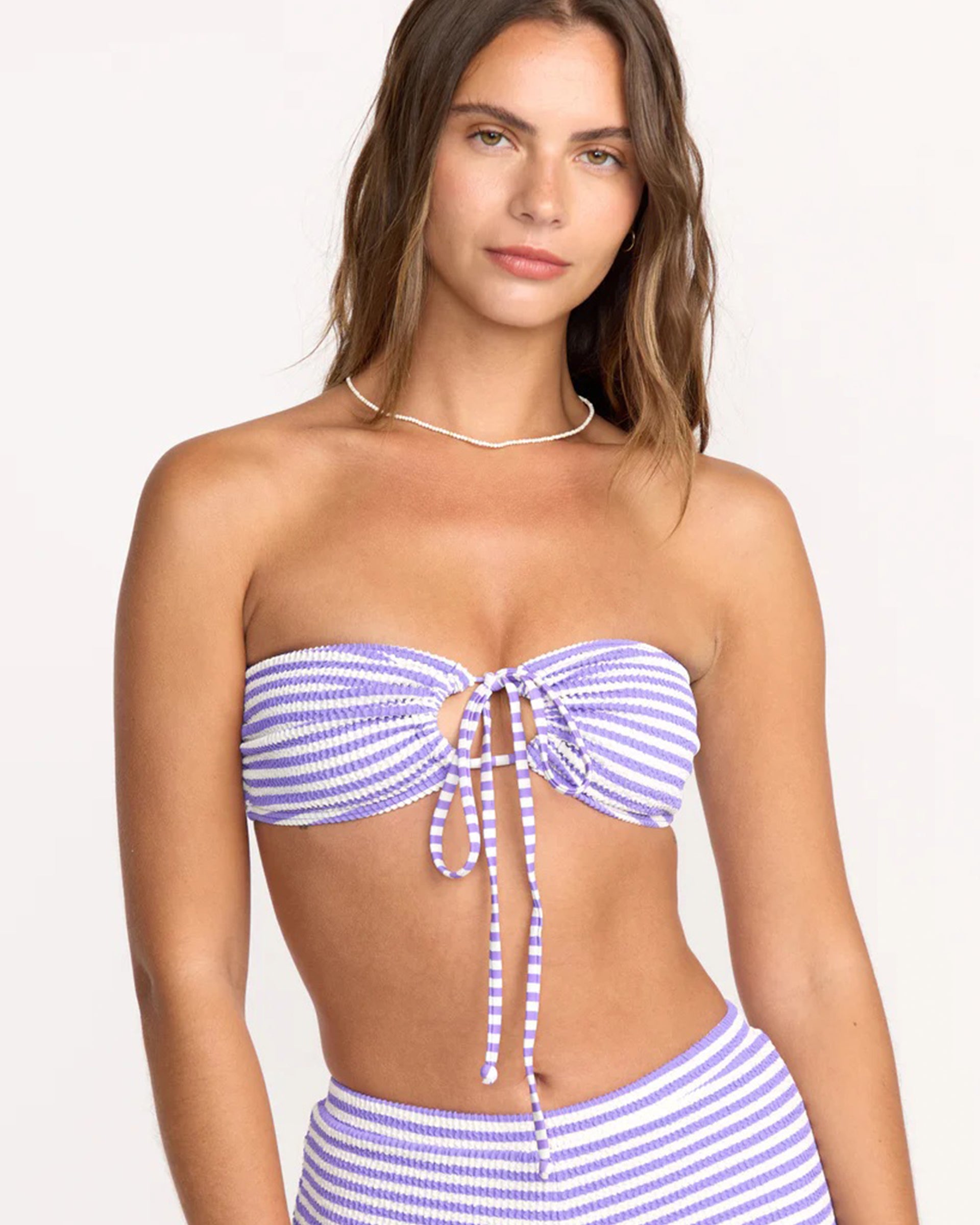 Josie Summer Hi Yarn Dyed Drew Bandeau Bikini Top - Purple Punch