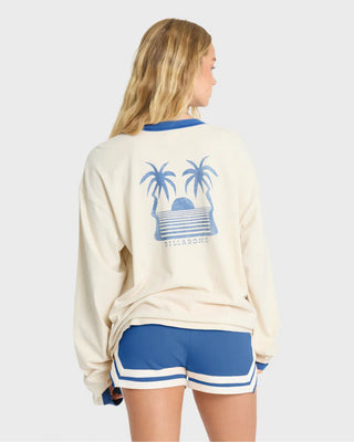 Billabong Women's Le Love Surf Ringer Long Sleeve T-Shirt - White Cap
