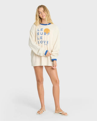 Billabong Women's Le Love Surf Ringer Long Sleeve T-Shirt - White Cap
