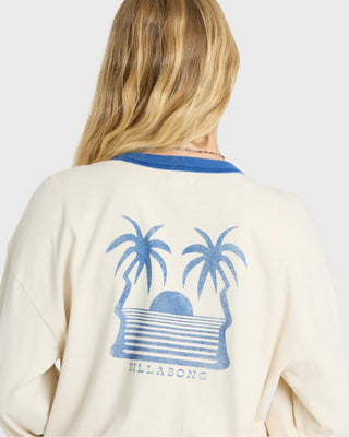 Billabong Women's Le Love Surf Ringer Long Sleeve T-Shirt - White Cap