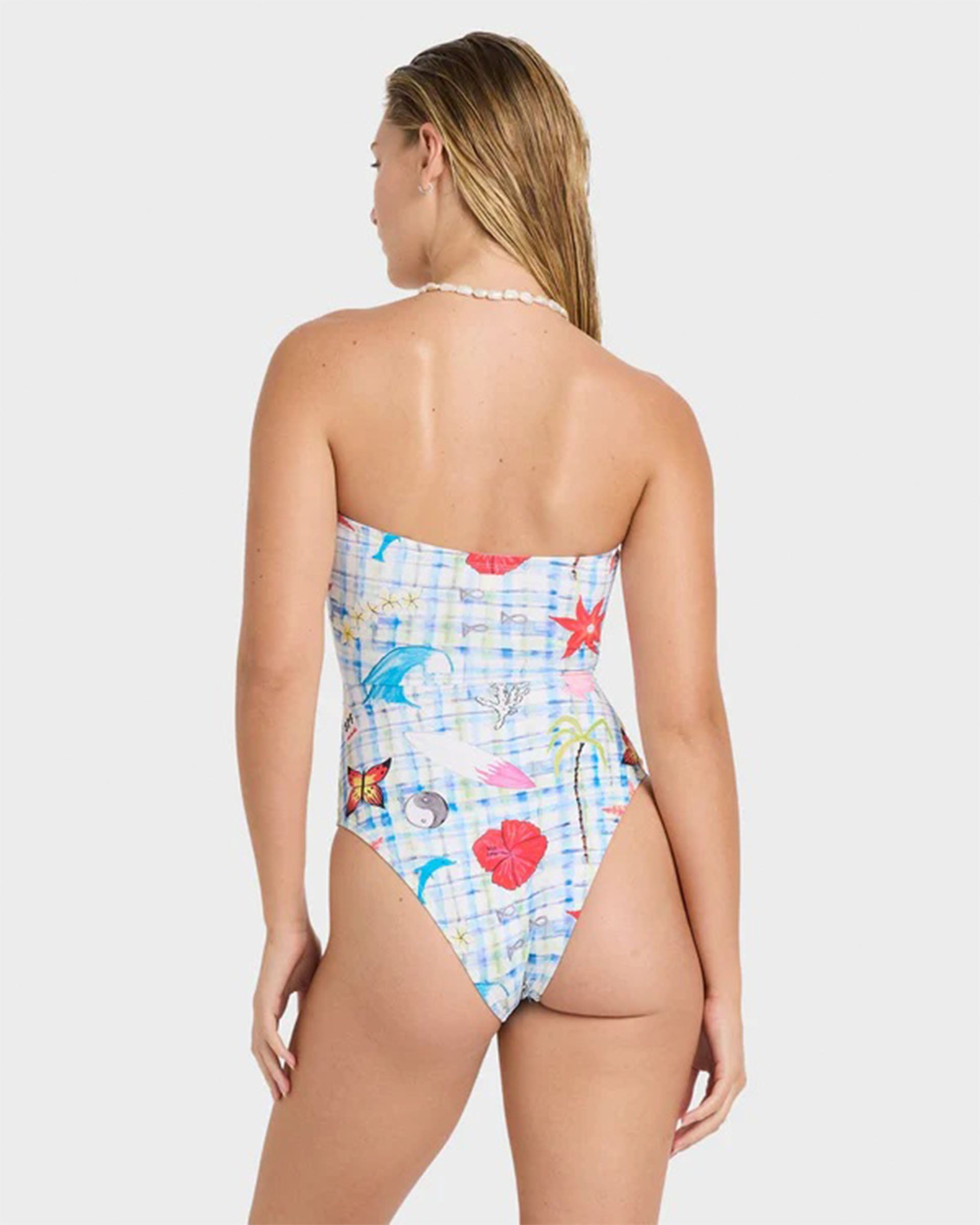 Lottie Hall Summer Bandeau One Piece Swimsuit - White Multi