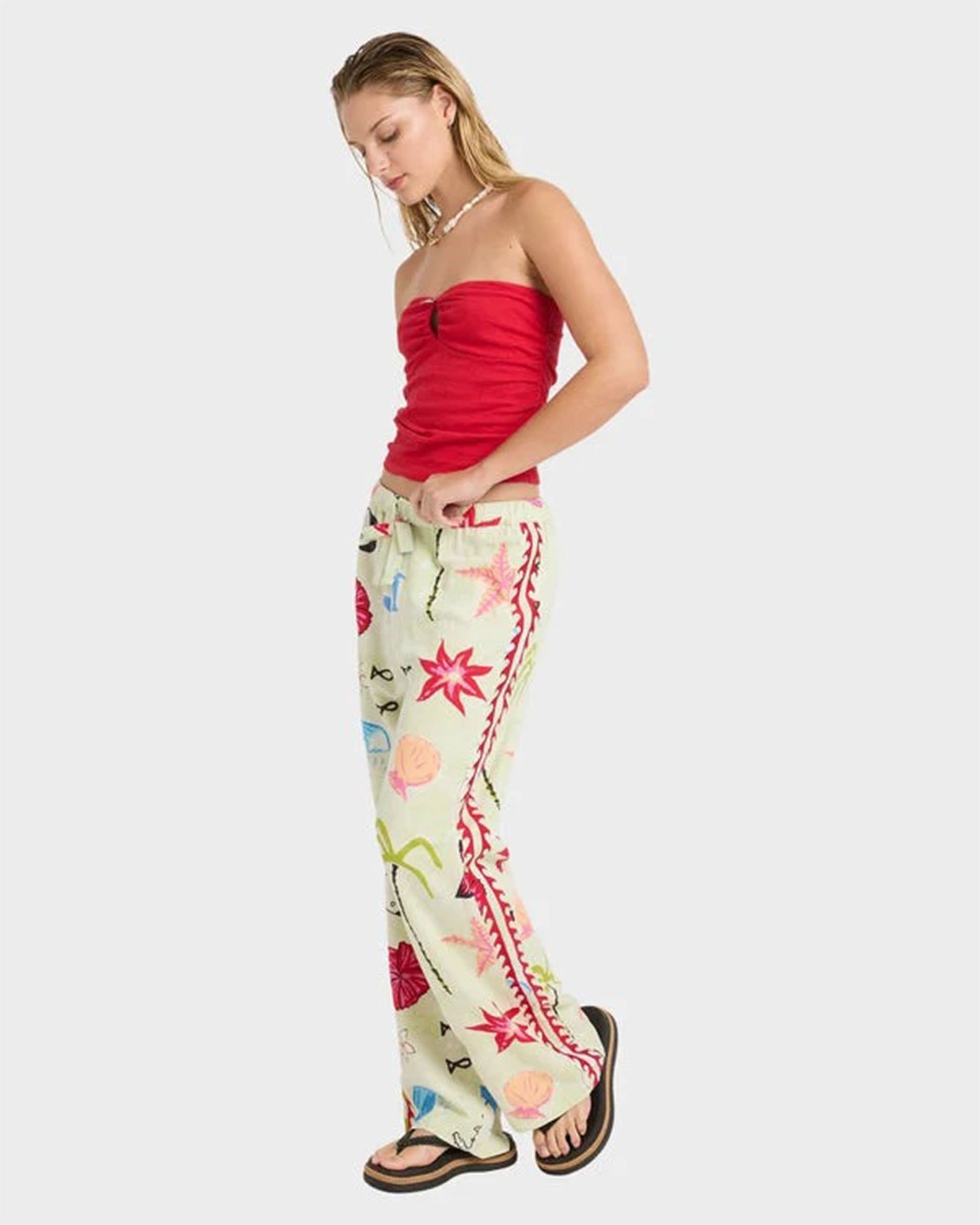 Billabong Women's Lottie Hall Woven Elastic Pant - Sunny Lime