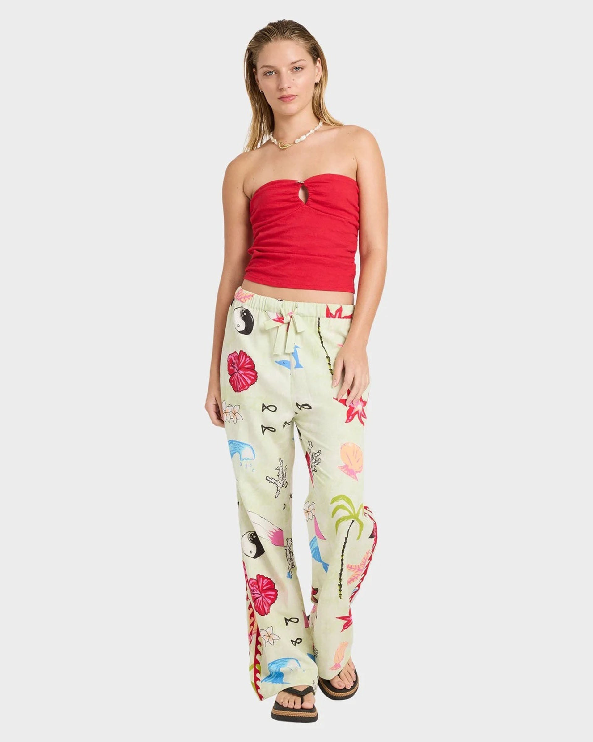 Billabong Women's Lottie Hall Woven Elastic Pant - Sunny Lime