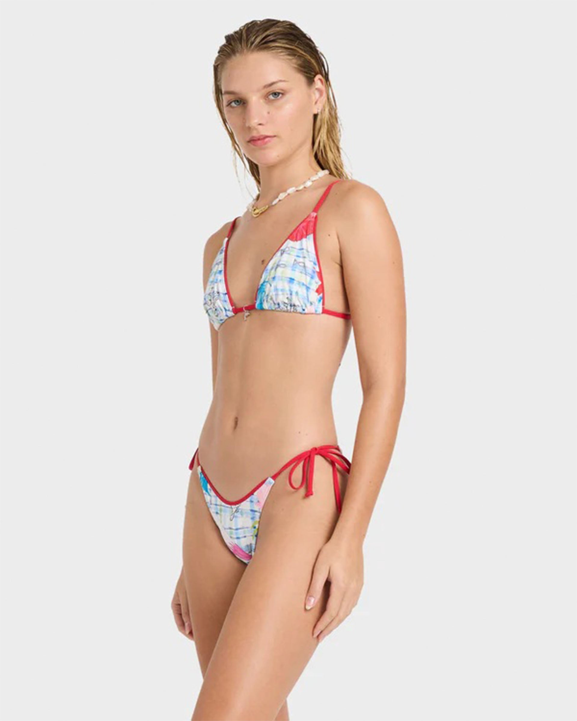 Billabong Women's Lottie Hall Tie Side Dippi Bikini Bottom - White Multi