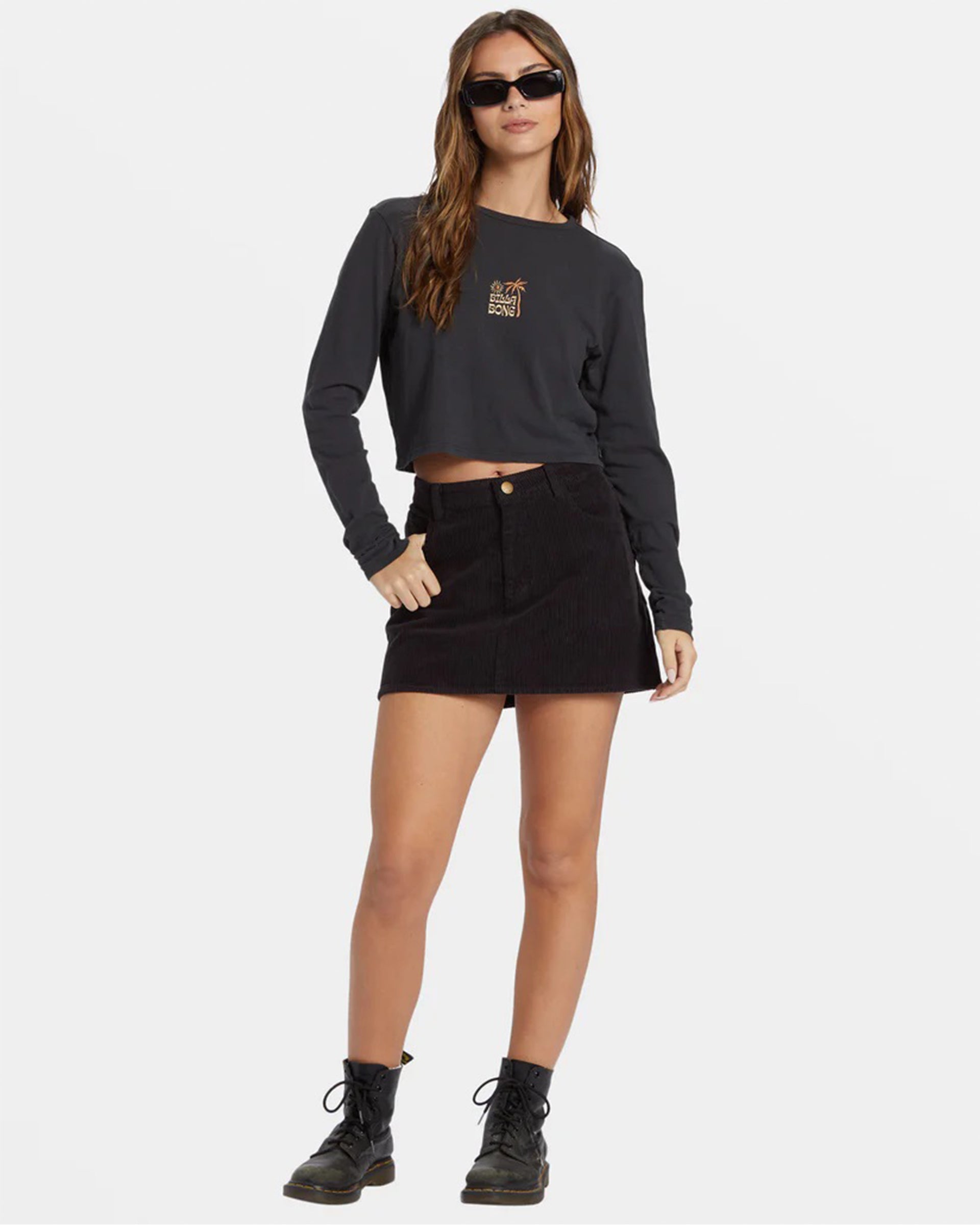 Billabong Women's Marina Corduroy Skirt - Black Pebble