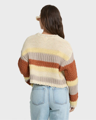 Billabong Women's Mix Up Crewneck Sweater - Cobblestone
